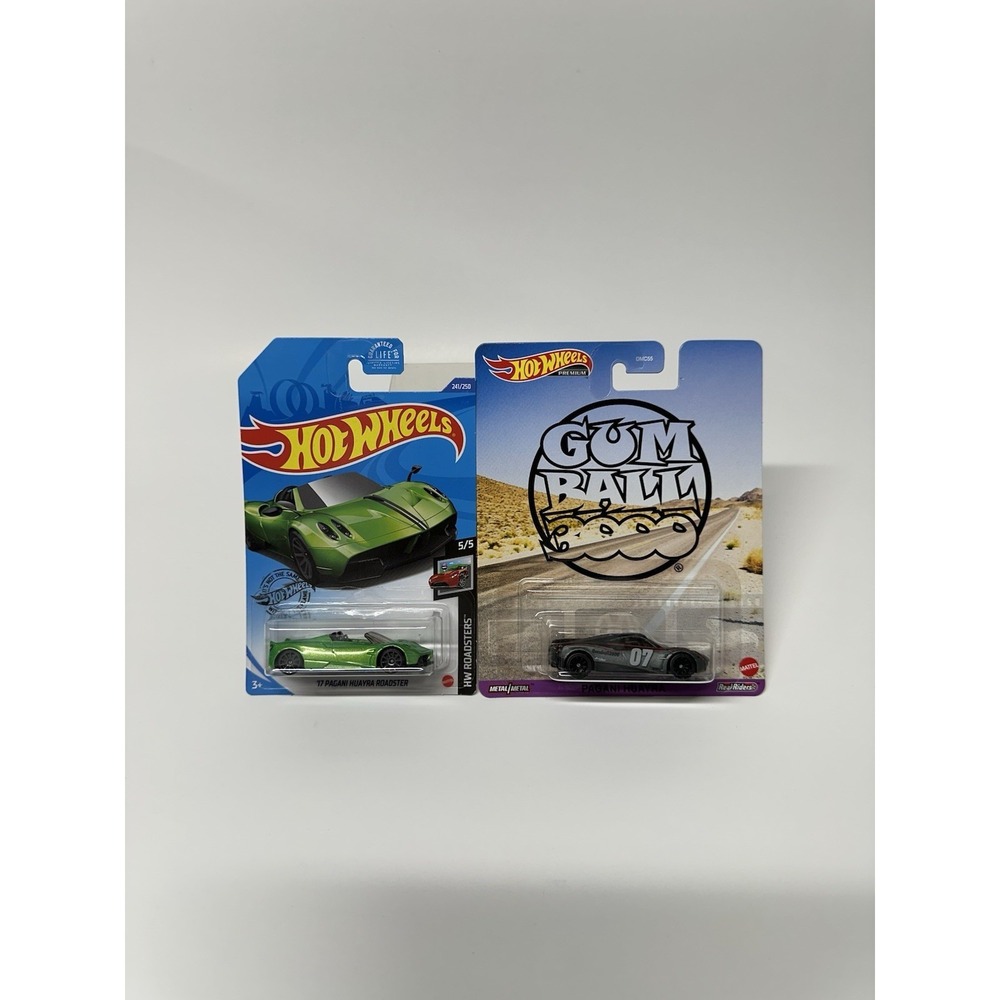 Hot Wheels Pagani Huayra Lot Gumball 3000 Premium & 17 Roadster Green Diecast